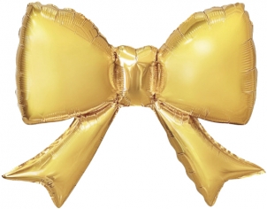 Шар Фигура Бант Золото, Сатин, Надув воздухом, (в упаковке)