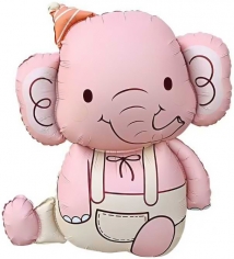 Шар Фигура Слоник в колпачке, Розовый (в упаковке)